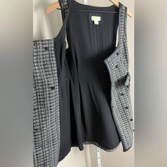 ANTHROPOLOGIE MAEVE Retro TWEED Button front Black White MINI DRESS - Fall! 8/10 - Picture 11 of 13